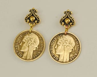 French Coin Earrings 1932 & 1933