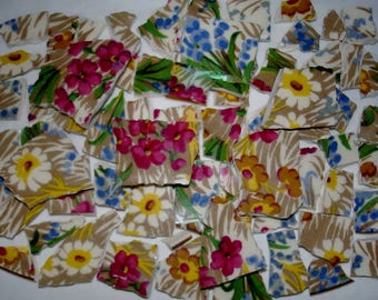 Mosaic Tiles Chintz Flower Mosaic Tiles Pieces - Broken China Plate -Tessera