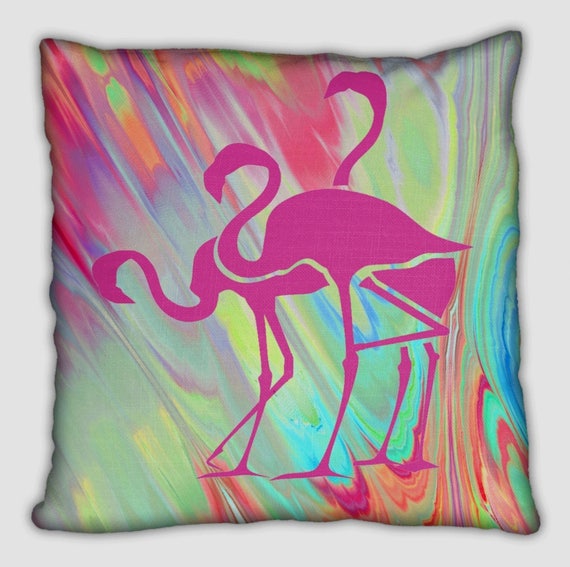 Flamingo Pink Throw Decorative Designer Artist Created Pillow 16 inch Square with Zipper and Insert