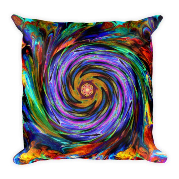 Colorful Decorative Designer Artist Created Pillow 16 inch Square with Zipper and Insert