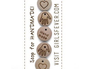 15mm Custom ECO wooden hang tags 100 pcs Jewelry labels