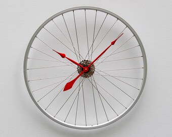 Bike Wheel Clock, Large Wall Clock, Cyclist Gift, Unique Wedding Gift, Steampunk Decor, Bicycle Wall Clock, Modern Wall Clock, recycled gift