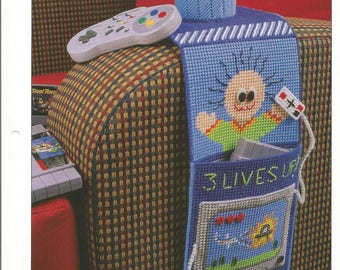 Video Gamester, Plastic Canvas Pattern, Annie's International, Plastic Canvas Club, PLCX415-04, Game Room Decor, TV Watching,Chair Accessory
