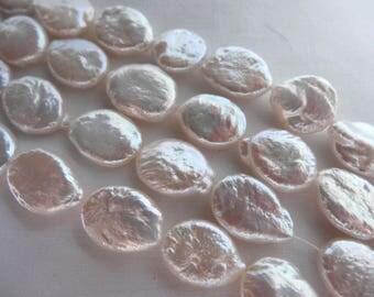 14" Long Strand Natural Freshwater Pearls Creamy White 10-13.75mm Long Oval Shaped 391