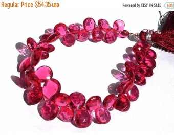 50% Off Sale 1/2 Strand AAA Hot Pink Quartz Faceted Pear Briolettes Size 9x6 - 12x8mm approx
