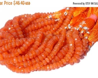 50% Off Sale Full 8 Inches Carnelian Micro Faceted Rondelles Size 7mm Finest Quality, Natural Stone Wholesale Price