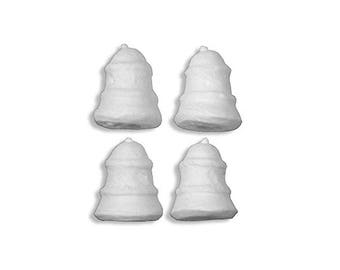 4 Spun Cotton Ribbed Bells 1 3/8" ~ Germany ~ Christmas Bells SC 215