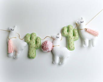 Cactus and Llama garland bunting