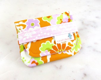 Birth Control Case, Birth Control Holder, Pink and Orange, Floral, Pill Sleeve, Pill Wallet, Birth Control Pouch, Pill Pouch, Heather Bailey