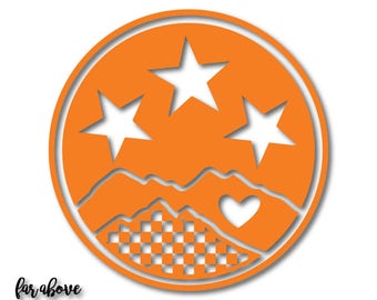 East Tennessee TN Tri-Star Tristar with Checkerboard Smoky Mountains Heart - SVG, DXF, png, jpg digital cut files for Silhouette Cricut