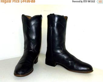 Dark Blue Justin brand Roper style cowboy boots size 7.5 A -- narrow width