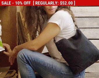 black canvas purse, vegan shoulder purse, small purse, vegan purse, hobo purse handbag, black evening bag, evening purse, womens handbags