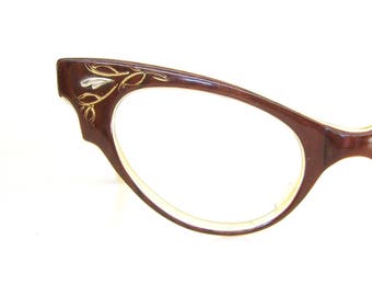 Vintage Italian Cat Eye Glasses Eyeglasses Sunglasses Scalloped Frame