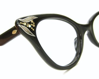 Vintage 50s Cat Eye Glasses Eyeglasses Sunglasses Mid Century Frame