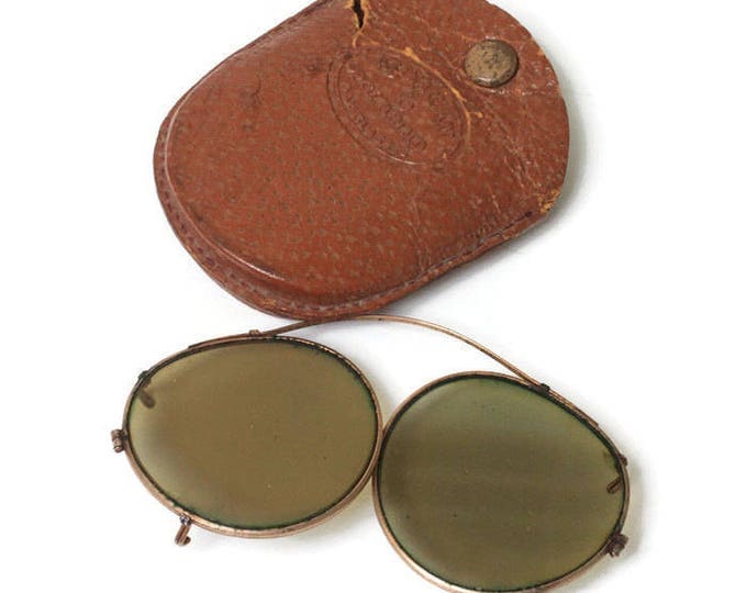 American Polaroid Day Glasses Clip On in Leather Case Vintage
