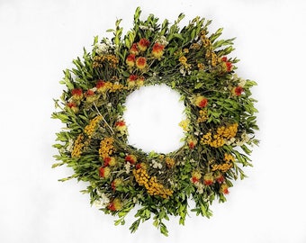 Late Summer yellow fields dried flower wreath