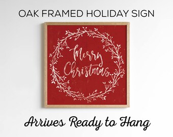 Christmas Wreath Sign - Available in 2 Sizes and 3 Color Options - Rustic Vintage Holiday Decor