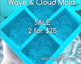 WAVE & CLOUD Silicone Mold, 4 - 3.5 oz cavities, TWH Exclusive, 2 molds for 25 sale!