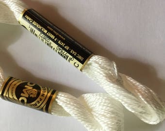 DMC Coton Perle 5 Blanc - White 100% Mercerized Pearl Cotton Thread 27 yd skein Pearl Cotton crochet, cross stitch, needlepoint