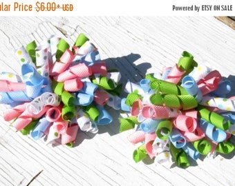 Solar Eclipse Sale Girl Spring Pastel Corker Bows- Set of 2- Baby Bows- Toddler Bows- Pigtail Bows