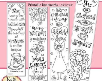 50% OFF SALE A Godly Woman, Proverbs 31, Color Your Own, Bible Bookmarks, Bible Journaling Instant Download Scripture Digital Printable Chri