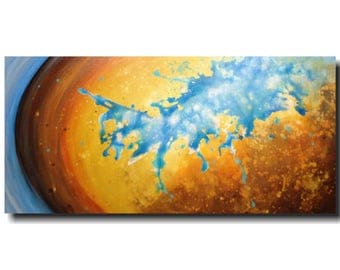 Original Abstract Large painting - 24 X 48 JMJartstudio- Stillness-Wall art-wall decor --Ocean Blue