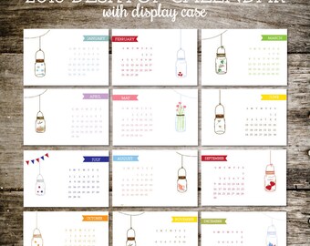 Desk Calendar, 2018 Calendar, Calendar 2018, Mason Jar Desktop Calendar, Mason Jars, Office Gift, Christmas Gift, Stocking Stuffer