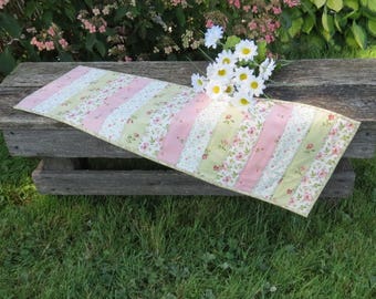 Pink Tea Party Quilted Table Runner Reversible