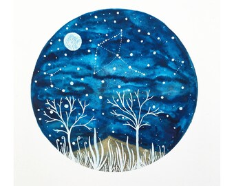 Original Painting, Aquila and the Thunder Moon