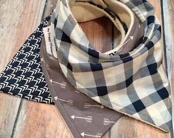Bandana Baby Bibs-Baby Boy Gift Set-Bandana Bib-Plaid and Arrows Bib Set-Dribble Bib-Baby Shower Gift-Boy Bandana Bib Set-Organic Bamboo Bib