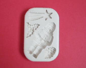 Moule silicone Noël type 1 pour décoration loisirs créatifs scrapbooking Fimo