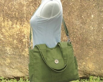 On Sale 20% off Grass green tote bag, messenger bag for women, canvas diaper bag, travel bag