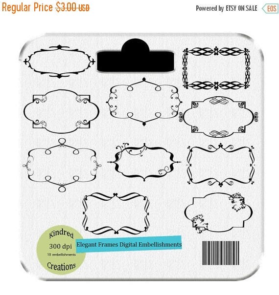 99 Cent Sale Elegant Frames Labels Monogram Tags Digital