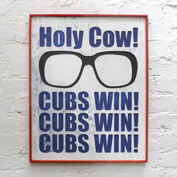 Harry Caray Sign Cubs Win Holy Cow Sign Framed Wall Art Cubs