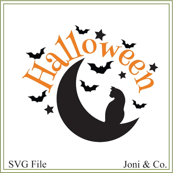 Download Halloween svg Black Cat on the moon svg vinyl cutting paper