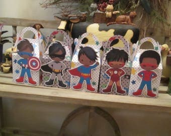 Just the Boys African American Superhero Gable Boxes Set of 30 with Free Shipping