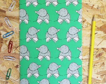 Mole A5 Notebook - cute notebook - notebook - animal notebook - blank notebook - mole - notebook for men- charity gift - gardeners gift -