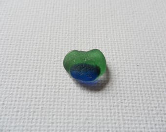 Blue and green small fisheye sea glass multi - Beautiful English beach find pieces