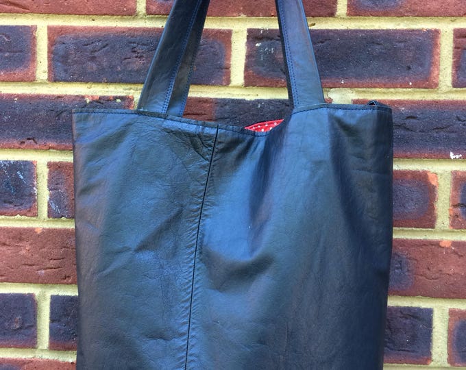 Recycled leather bag - Navy leather handbag - shoulder - crossbody - handheld - multi purpose.