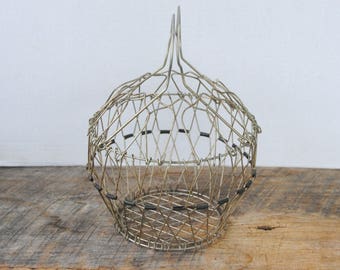 Vintage Collapsible Wire Black Beaded Basket