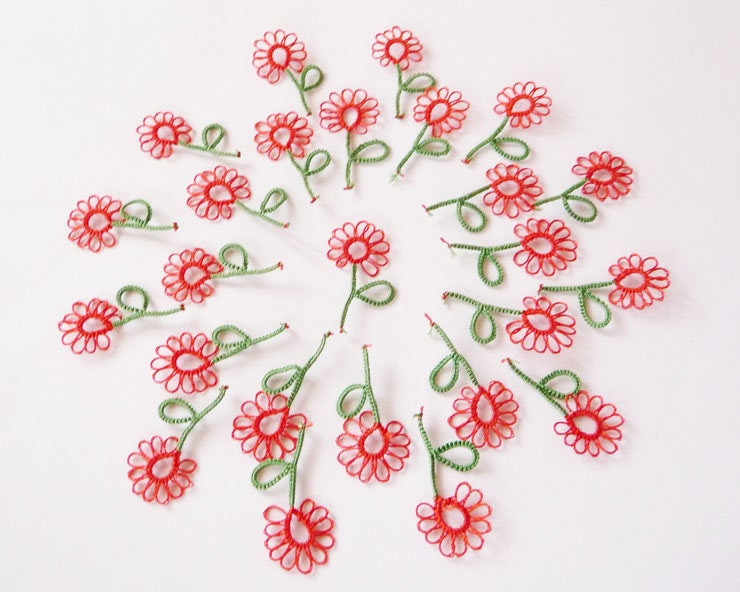 Diykit25 Tatting flowers for scrapbookingapplique for