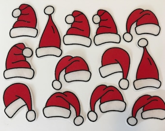 Santa Iron on Patch Fabric Applique motifs. Set of Christmas Sew or Iron on transfers/Sew on motifs Fabric Embellishments Father Christmas