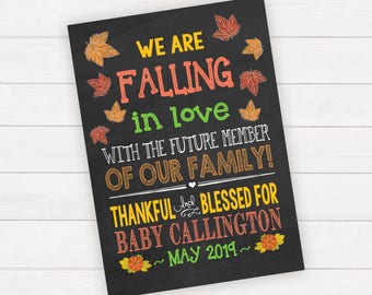 Fall Pregnancy Announcement Pregnancy Announcement Card Pregnancy Reveal Baby Announcement Fall In Love Pregnancy Photo Prop Announcement