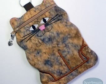 Cat Cell Phone Case or Zipper Case, Caramel Brown