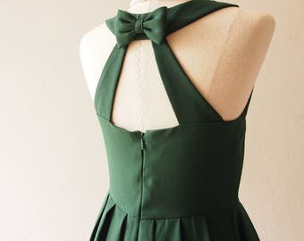 LOVE POTION - Party Dress Green Vintage Prom Dress Forest Green Dress, Green Midi Dress, Bachelorette Audrey Hepburn dress