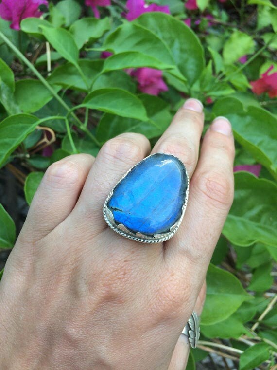 BESPOKE LABRADORITE RING - Limited edition- Sterling Silver Ring- Labradorite Ring- Chakra Ring- Statement Ring- Bohemian.