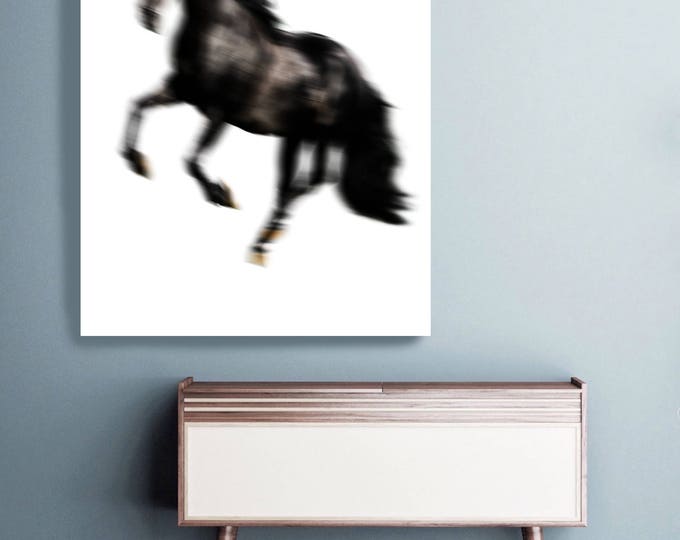 Black Running Horse. Extra Large Horse Wall Decor, Black Contemporary Horse, Large Contemporary Canvas Art Print up to 72" by Irena Orlov