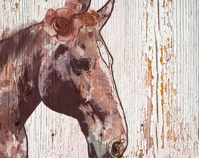 Rosie Horse 3. Large Horse, Farmhouse Horse Wall Decor, Brown Rustic Horse, Large Contemporary Canvas Art Print up to 48" by Irena Orlov