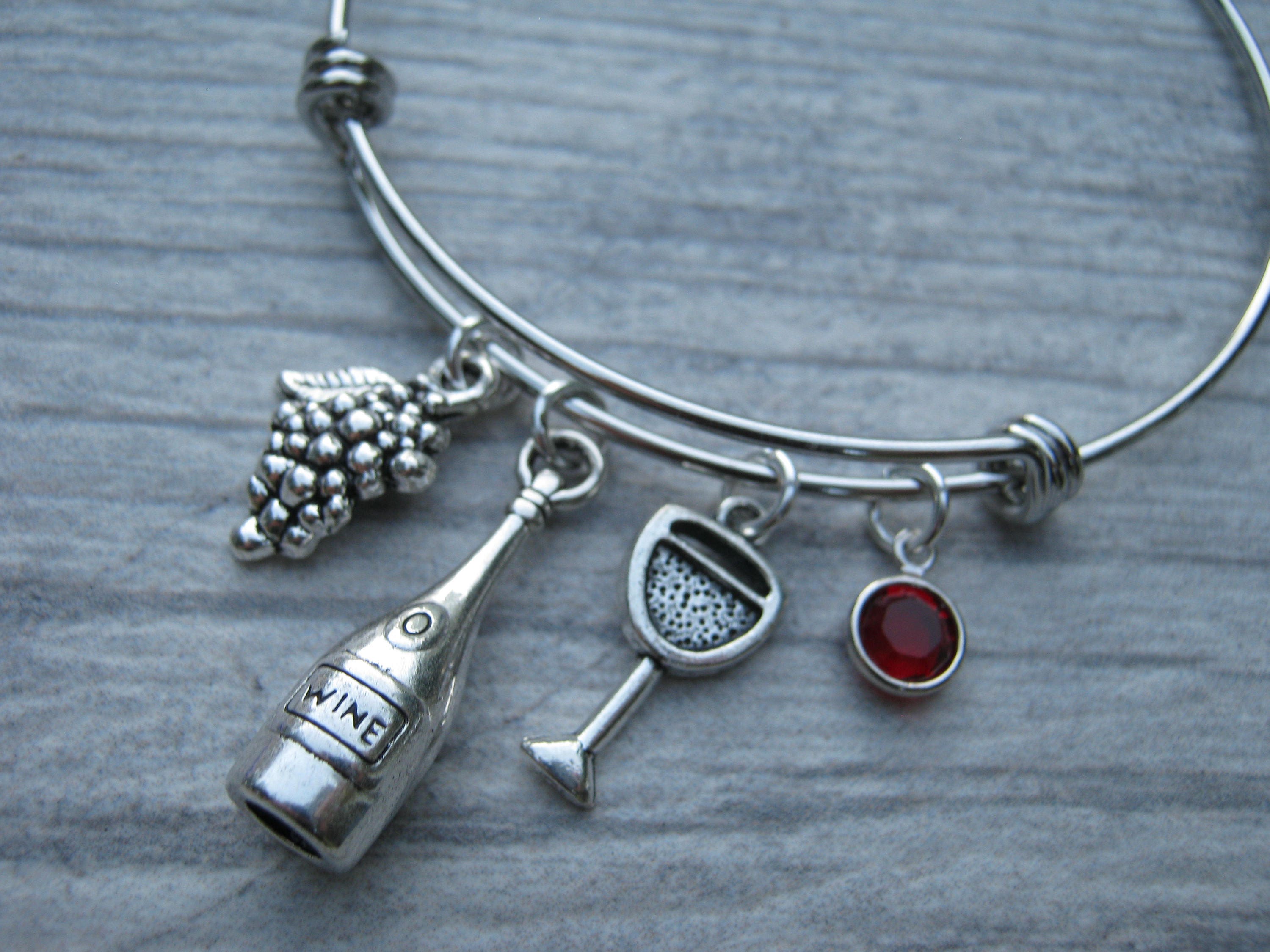 Personalized Wine Lover Bracelet Expandable Bangle Bracelet