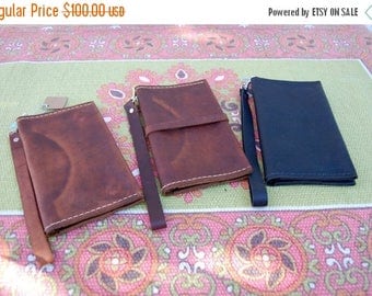 ON SALE NOW Leather iPhone 6 Clutch* Leather iPhone 6 Wallet* Distressed Leather Wallet* Small Leather Clutch* Handmade in the Usa